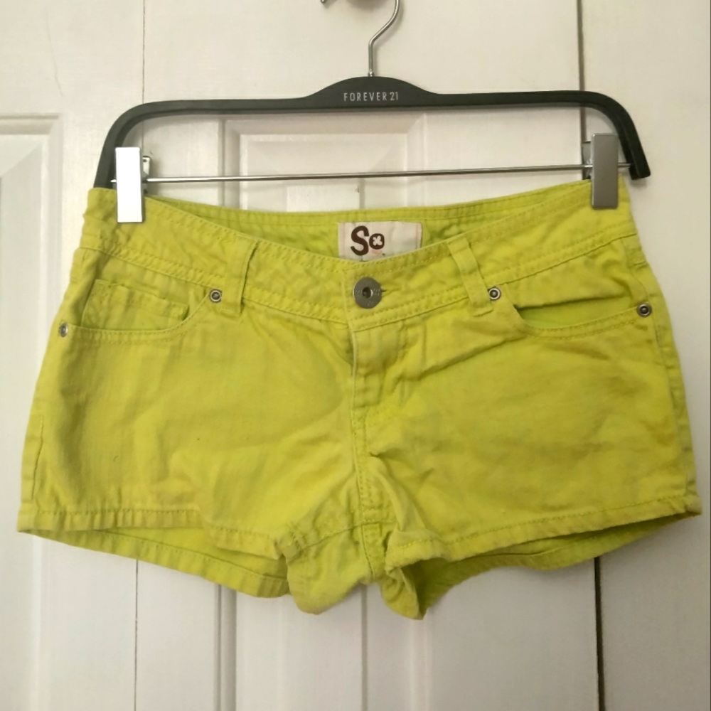 Neon Green Denim Short